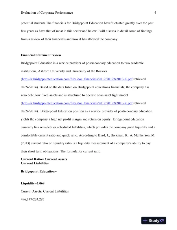 BUS 650 Evaluation of Corporate Performance - Page 5 preview image