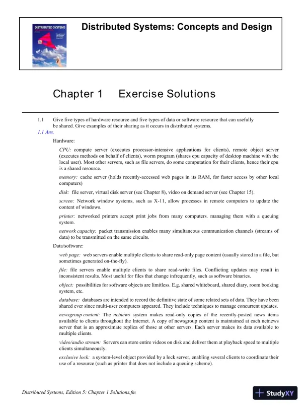 Solution Manual For Distributed Systems: Concepts And Design, 5th Edition - Page 1 preview image