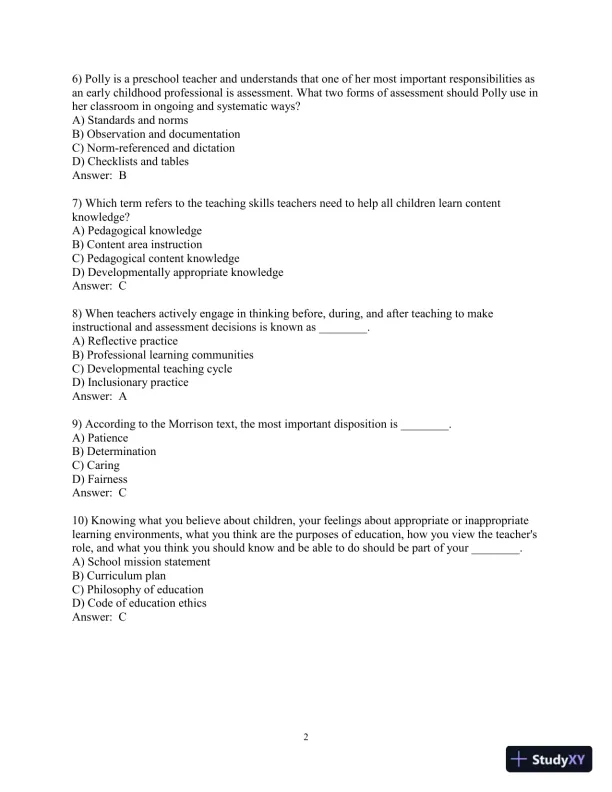 Test Bank for Early Childhood Education Today  , 14th Edition - Page 3 preview image