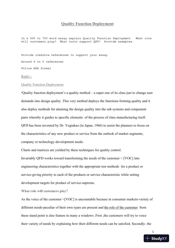 Quality Function Deployment - Page 1 preview image