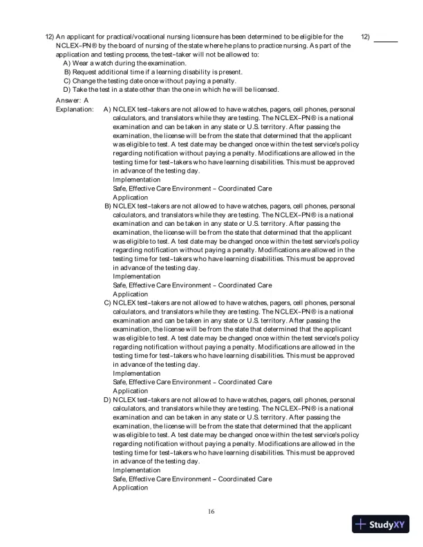 Test Bank For Fundamental Nursing Care, 2nd Edition - Page 17 preview image