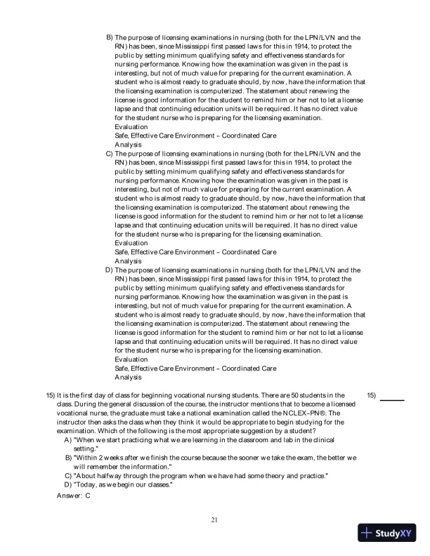 Test Bank For Fundamental Nursing Care, 2nd Edition - Page 22 preview image