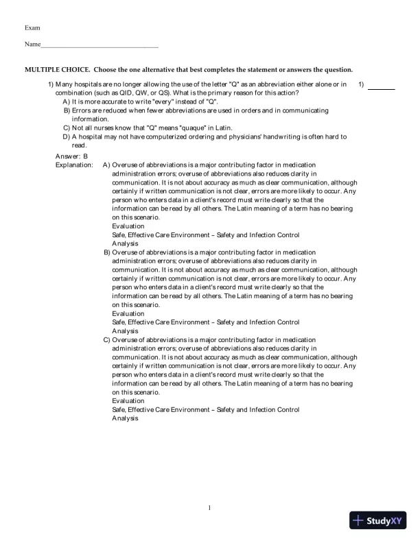 Test Bank For Fundamental Nursing Care, 2nd Edition - Page 25 preview image