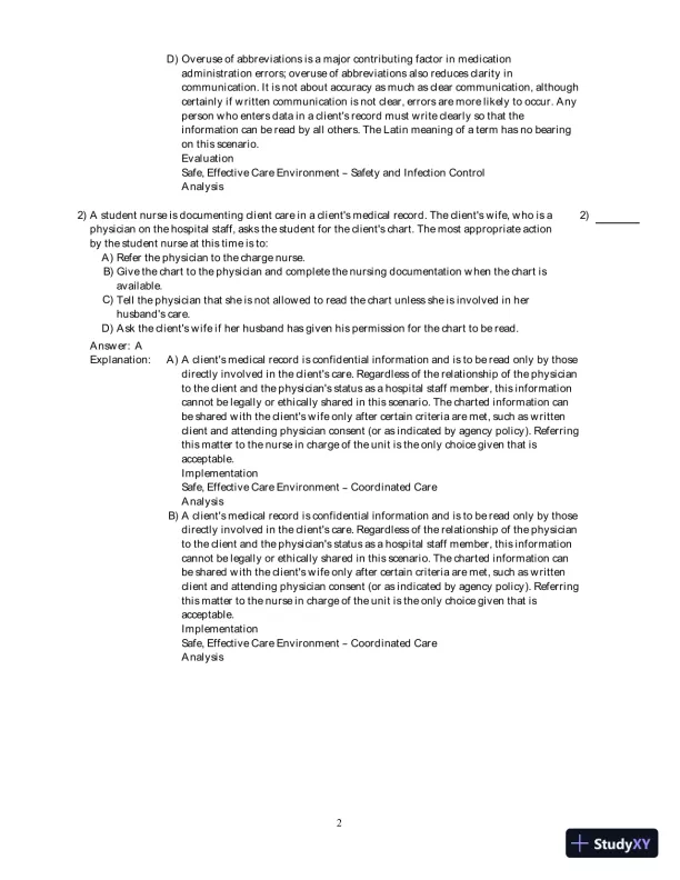 Test Bank For Fundamental Nursing Care, 2nd Edition - Page 26 preview image