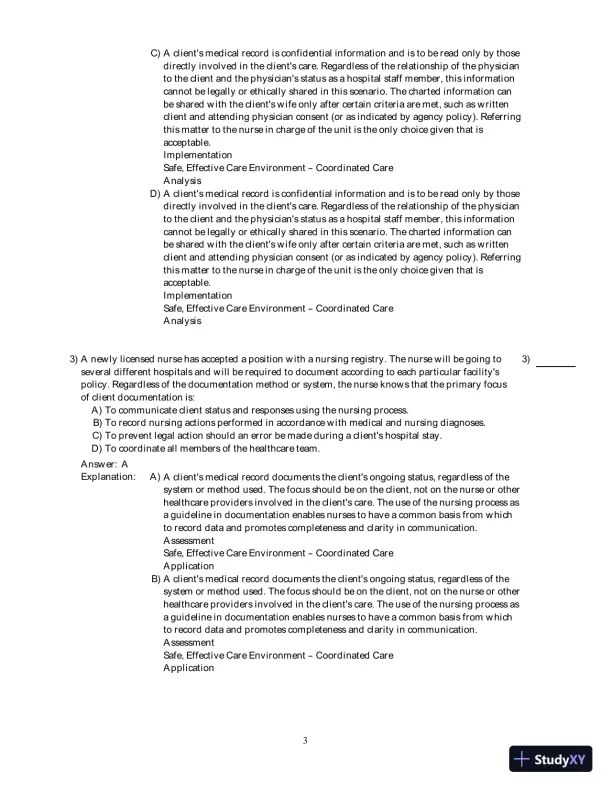Test Bank For Fundamental Nursing Care, 2nd Edition - Page 27 preview image