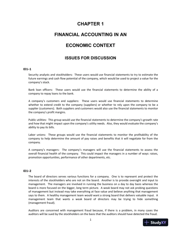 Solution Manual for Financial Accounting in an Economic Context, 9th Edition - Page 1 preview image