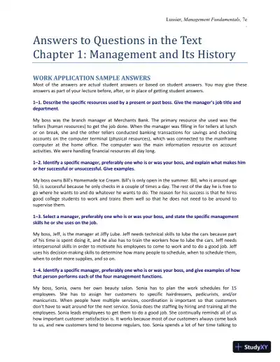 Management Fundamentals: Concepts, Applications, and Skill Development 7th Edition Solution Manual - Page 1 preview image