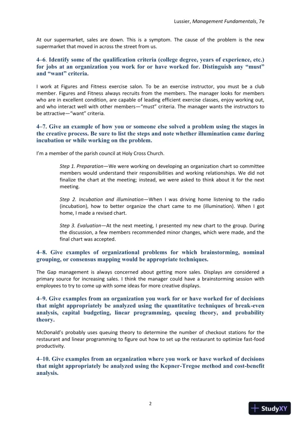 Management Fundamentals: Concepts, Applications, and Skill Development 7th Edition Solution Manual - Page 29 preview image