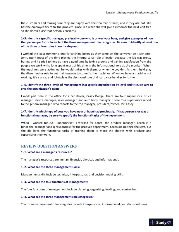 Management Fundamentals: Concepts, Applications, and Skill Development 7th Edition Solution Manual - Page 3 preview image