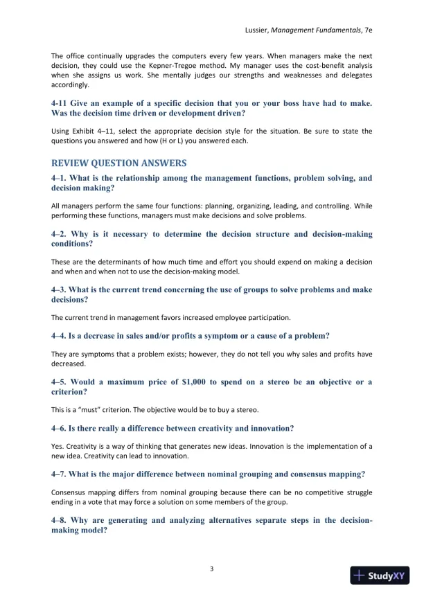Management Fundamentals: Concepts, Applications, and Skill Development 7th Edition Solution Manual - Page 30 preview image
