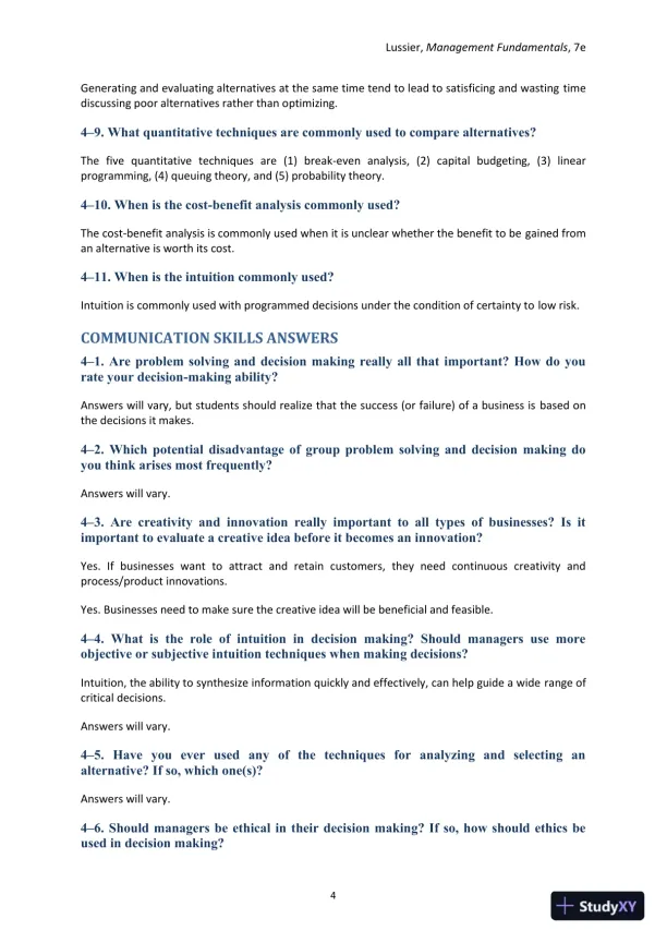 Management Fundamentals: Concepts, Applications, and Skill Development 7th Edition Solution Manual - Page 31 preview image