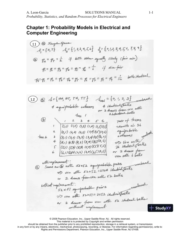 Solution Manual For Probability, Statistics, And Random Processes For Electrical Engineering, 3rd Edition - Page 1 preview image