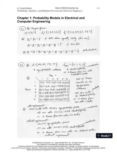 Solution Manual For Probability, Statistics, And Random Processes For Electrical Engineering, 3rd Edition - Page 1 preview image