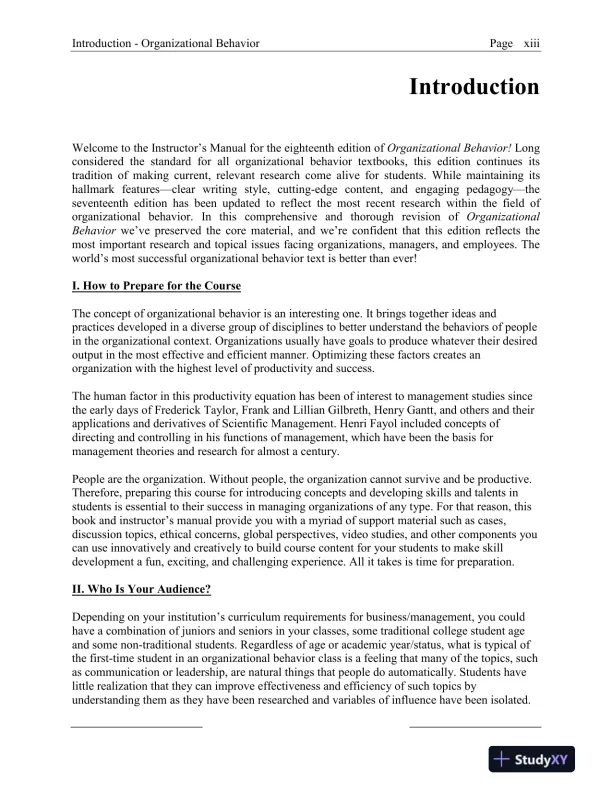Solution Manual for Organizational Behavior, 18th Edition - Page 3 preview image