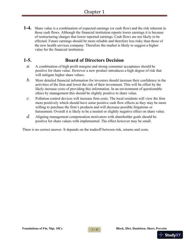 Foundations of Financial Management Tenth Canadian Edition Solution Manual - Page 5 preview image