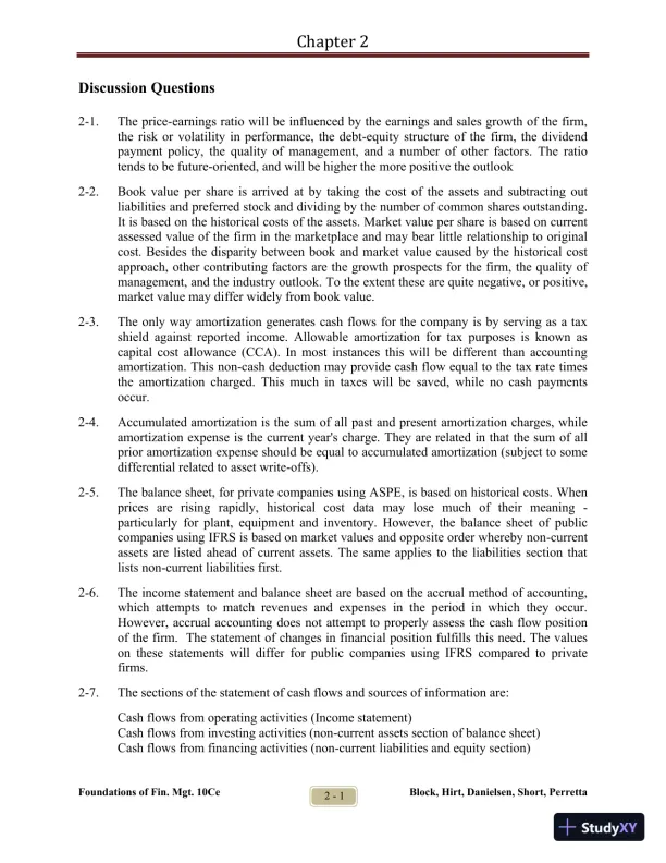 Foundations of Financial Management Tenth Canadian Edition Solution Manual - Page 6 preview image