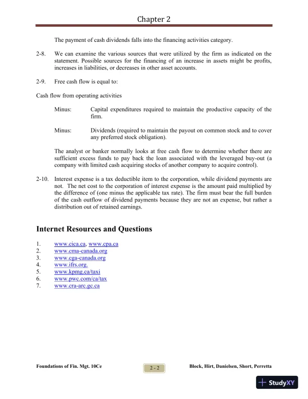 Foundations of Financial Management Tenth Canadian Edition Solution Manual - Page 7 preview image