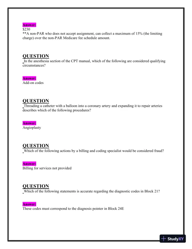2024-2025 NHA CBCS Exam with Answers (222 Solved Questions) - Page 11 preview image