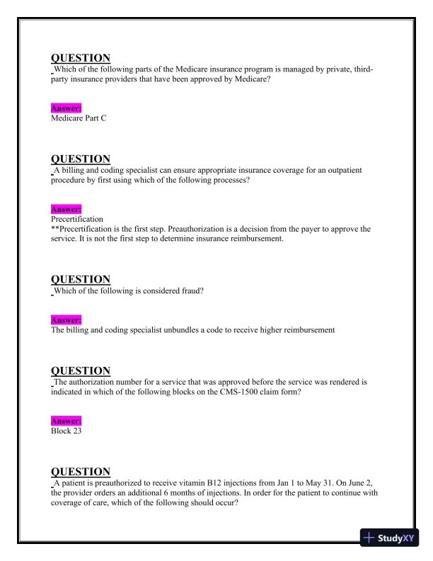 2024-2025 NHA CBCS Exam with Answers (222 Solved Questions) - Page 12 preview image