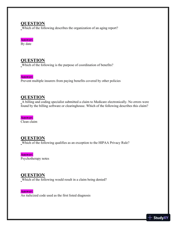 2024-2025 NHA CBCS Exam with Answers (222 Solved Questions) - Page 14 preview image