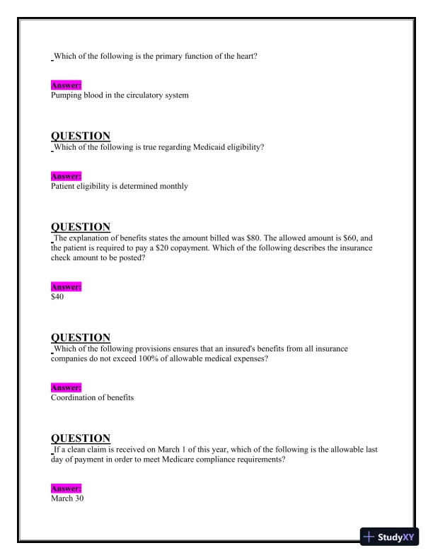 2024-2025 NHA CBCS Exam with Answers (222 Solved Questions) - Page 3 preview image