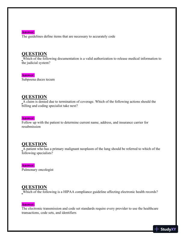 2024-2025 NHA CBCS Exam with Answers (222 Solved Questions) - Page 5 preview image