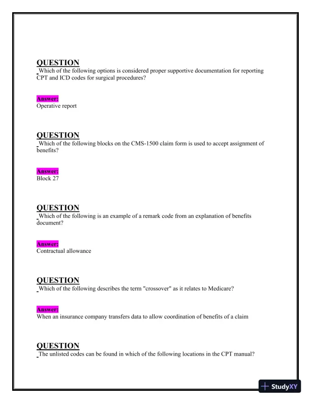 2024-2025 NHA CBCS Exam with Answers (222 Solved Questions) - Page 6 preview image