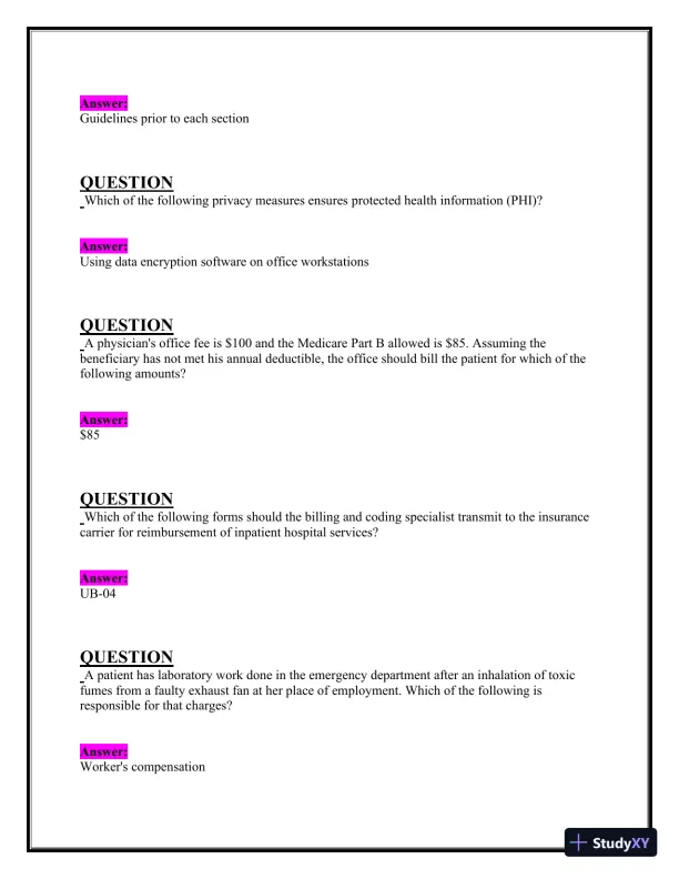 2024-2025 NHA CBCS Exam with Answers (222 Solved Questions) - Page 7 preview image