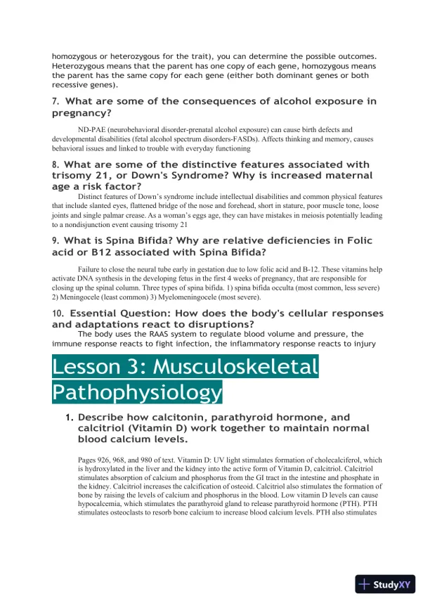 2022-2023 WGU D236 Pathophysiology Exam - Study Guide with Answers (108 Solved Questions) - Page 8 preview image