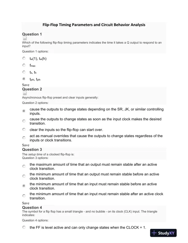 Flip-Flop Timing Parameters and Circuit Behavior Analysis - Page 1 preview image