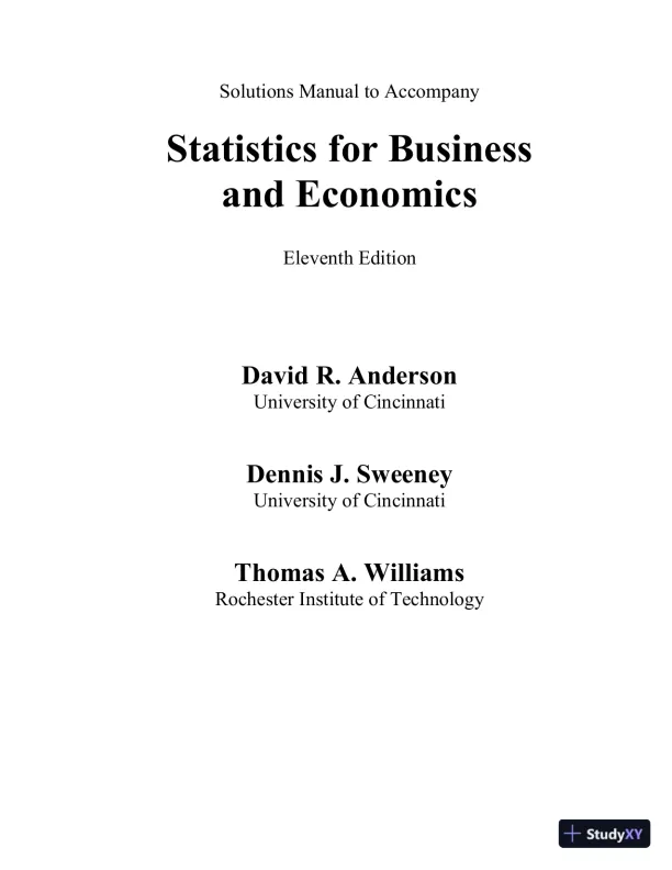 Solution Manual for Statistics for Business and Economics, 11th Edition - Page 1 preview image