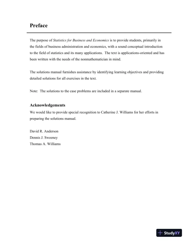 Solution Manual for Statistics for Business and Economics, 11th Edition - Page 4 preview image