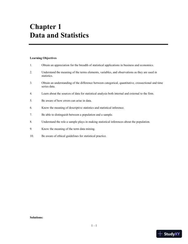 Solution Manual for Statistics for Business and Economics, 11th Edition - Page 5 preview image