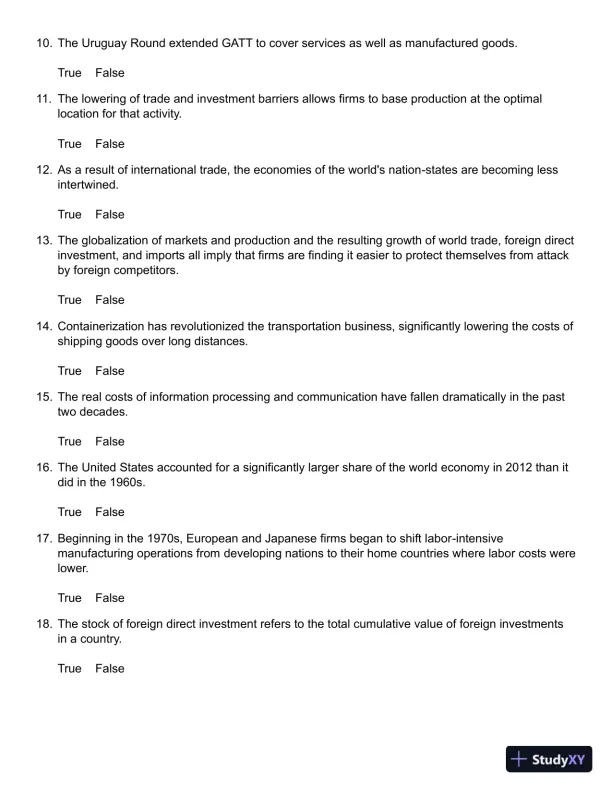 Global Business Today 9th Edition Test Bank - Page 3 preview image