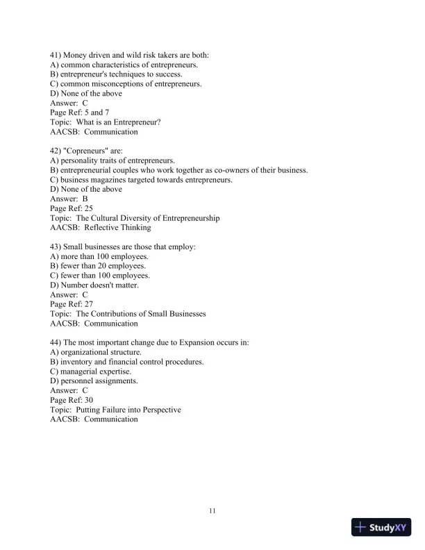 Test Bank For Effective Small Business Management, 10th Edition - Page 12 preview image