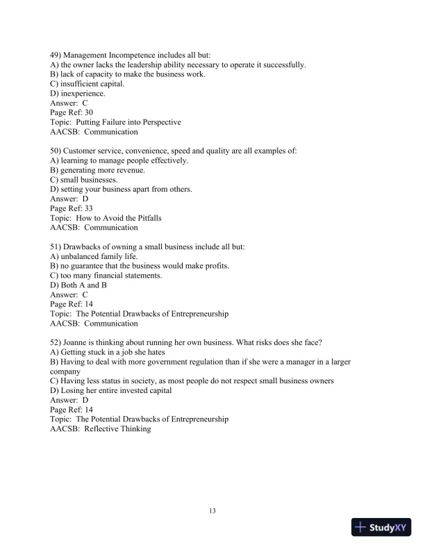 Test Bank For Effective Small Business Management, 10th Edition - Page 14 preview image