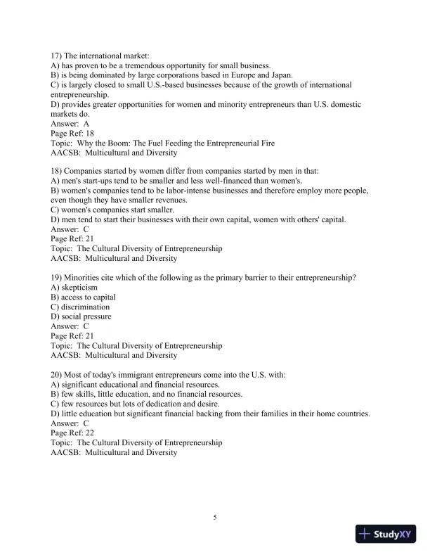 Test Bank For Effective Small Business Management, 10th Edition - Page 6 preview image