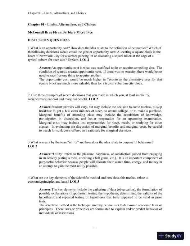 Microeconomics 14th Canadian Edition Solution Manual - Page 1 preview image