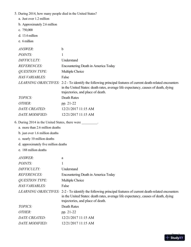 Test Bank For Death and Dying, Life and Living , 8th Edition - Page 29 preview image