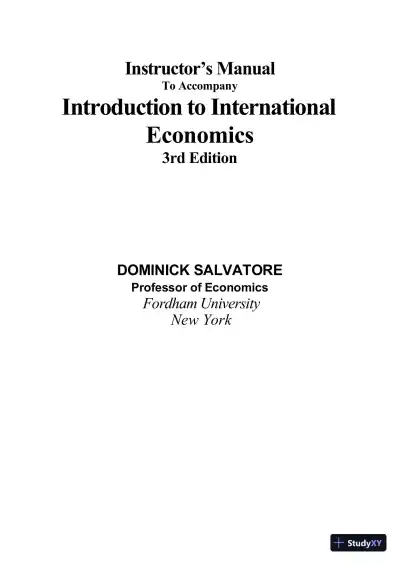 Solution Manual for Introduction to International Economics , 3rd Edition - Page 1 preview image