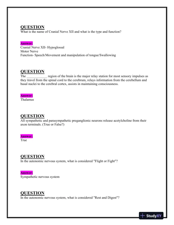 2023-2024 BIOS252 Anatomy and Physiology Review Exam II With Answers (160 Solved Questions) - Page 13 preview image