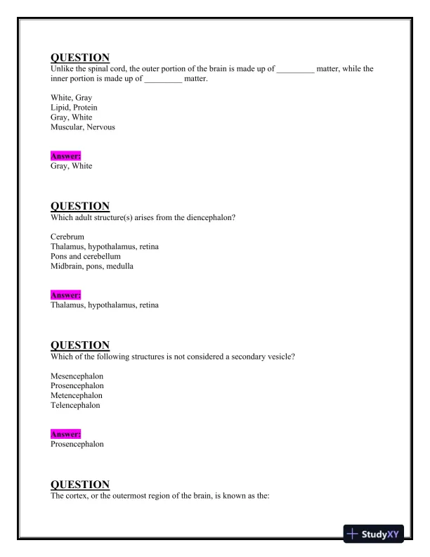 2023-2024 BIOS252 Anatomy and Physiology Review Exam II With Answers (160 Solved Questions) - Page 4 preview image