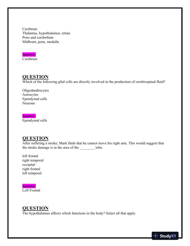 2023-2024 BIOS252 Anatomy and Physiology Review Exam II With Answers (160 Solved Questions) - Page 5 preview image