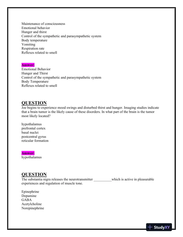 2023-2024 BIOS252 Anatomy and Physiology Review Exam II With Answers (160 Solved Questions) - Page 6 preview image