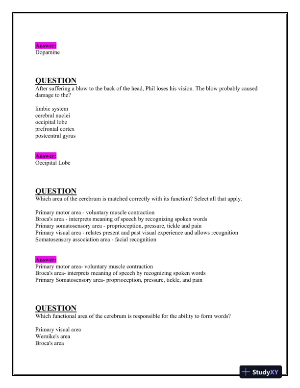 2023-2024 BIOS252 Anatomy and Physiology Review Exam II With Answers (160 Solved Questions) - Page 7 preview image