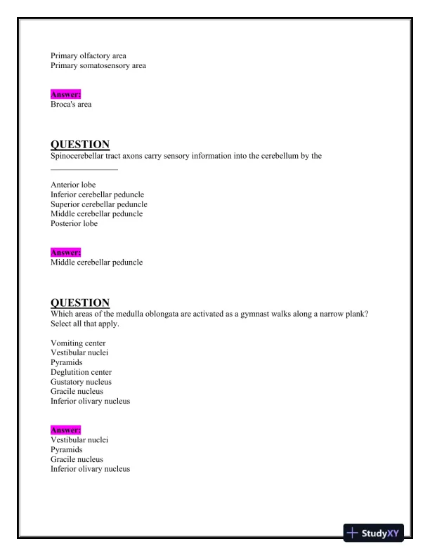2023-2024 BIOS252 Anatomy and Physiology Review Exam II With Answers (160 Solved Questions) - Page 8 preview image