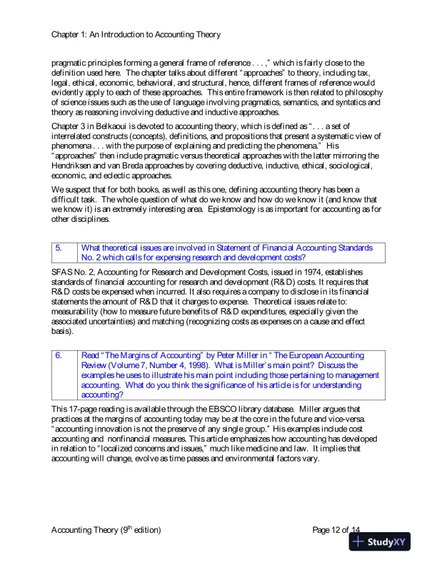 Solution Manual for Accounting Theory: Conceptual Issues in a Political and Economic Environment , 8th Edition - Page 13 preview image
