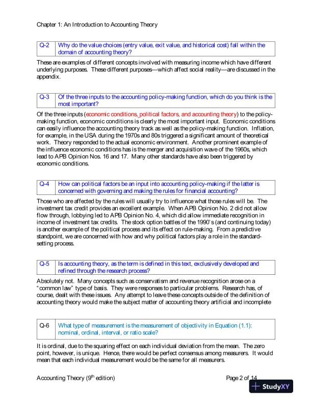 Solution Manual for Accounting Theory: Conceptual Issues in a Political and Economic Environment , 8th Edition - Page 3 preview image