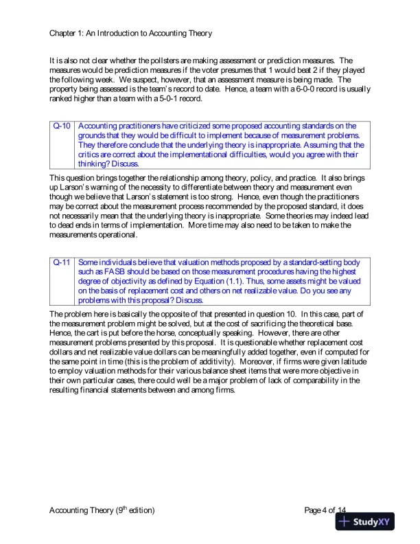 Solution Manual for Accounting Theory: Conceptual Issues in a Political and Economic Environment , 8th Edition - Page 5 preview image