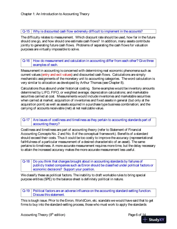 Solution Manual for Accounting Theory: Conceptual Issues in a Political and Economic Environment , 8th Edition - Page 7 preview image